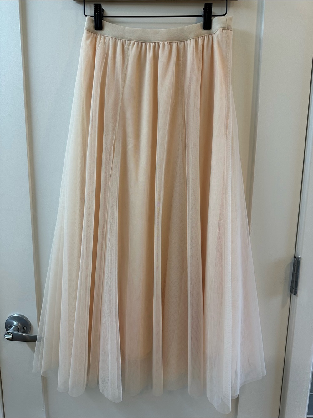 Women's Cream Tulle Maxi Skirt